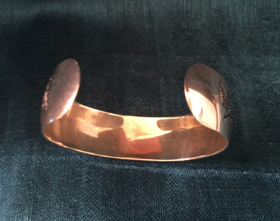 Silver Cuff Bracelet - Tooled Rose Motif Silver C… - image 3