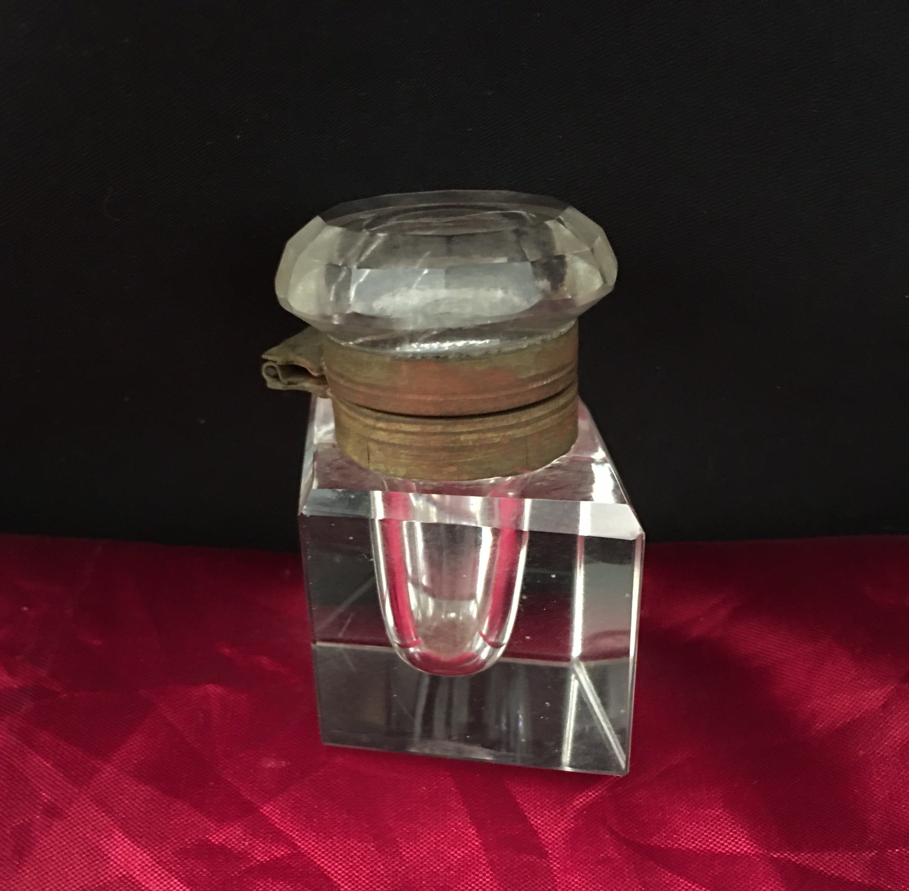Crystal Inkwell Diamond Inkwell Inkwell With Brass Collar - Etsy