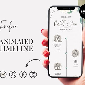 TIMELINE - Greenery Customizable Wedding Timeline, Greenery Electronic Itinerary, Wedding Whatsapp Timeline, Wedding Timeline Template