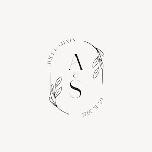 Flower Wreath wedding logo, Premade wedding logo set, Initial Couple Logo, Botanical Wedding Monogram, Wedding custom logo set stationery