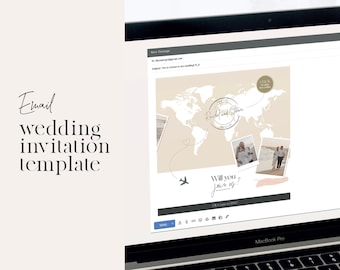 Wedding Email Invitation template, Email cover for digital wedding invite video, email save the date template, destination wedding rsvp edit