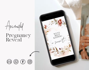 Animated Baby Announcement Video, Personalized baby announcement, Phone Baby Reveal, Pregnant reveal whatsapp, Customizable pregnancy reveal
