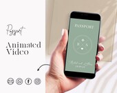 Animated Destination Wedding Invitation, Wedding Passport invitation, Whatsapp Wedding Invitation, Sage green travel Invitation Template