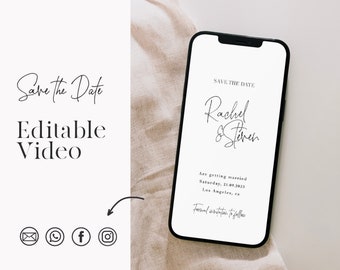 Modern Save the Date template, Typography Electronic Save the Date video, Wedding Whatsapp Save the Date Invite, Electronic Digital Invite