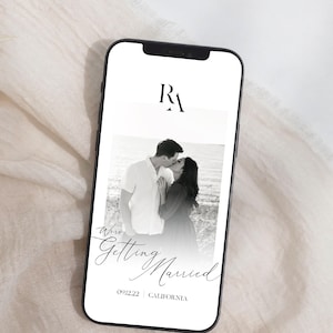 Modern Photo Wedding Save the Date Video, Electronic Save the Date, Animated Save the Date template, Minimalistic black white Save the Date