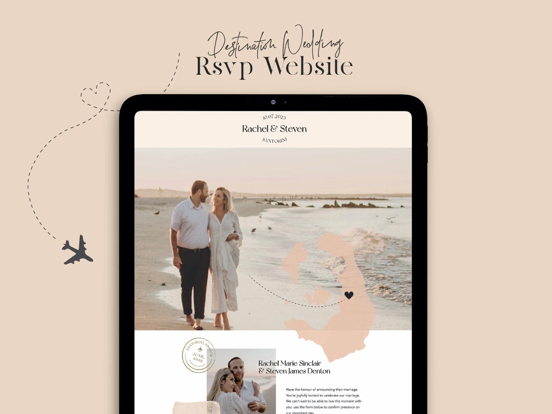 Destination Wedding RSVP Website Template, Travel Themed Wedding