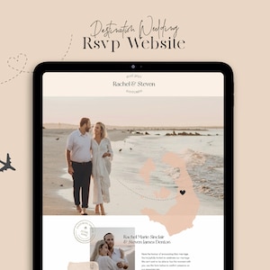 Destination Wedding RSVP Website Template, Travel Themed Wedding Website invitation, Online wedding RSVP, Wedding mobile website invite