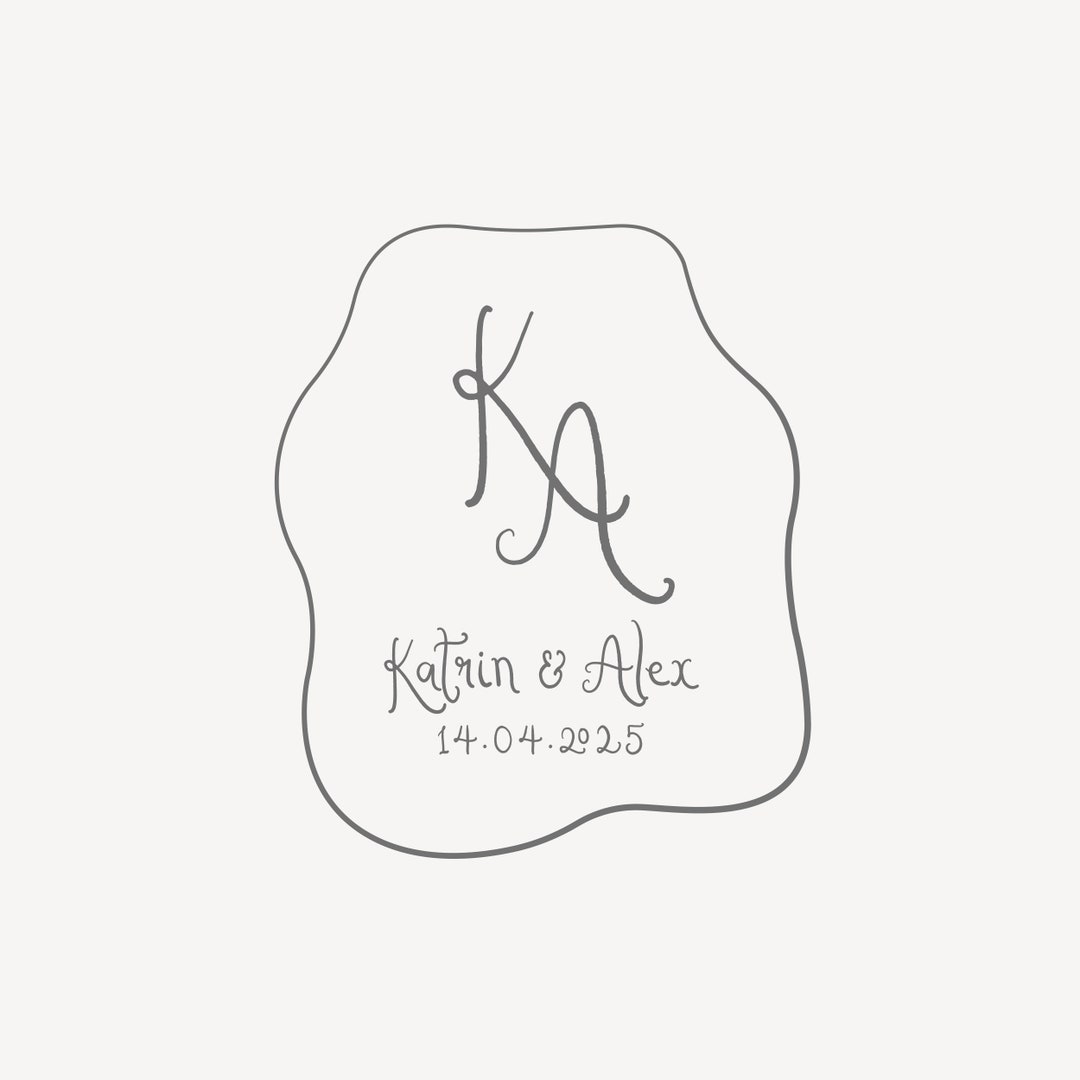 Modern Wedding Monogram, Wavy Wedding Logo, Script Couple Logo, Quirky ...