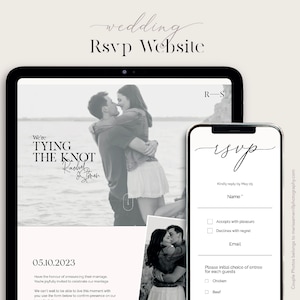 Modern Wedding RSVP Website Template, Minimalist Wedding Website invitation, Online wedding RSVP, Stylish Wedding mobile website invite