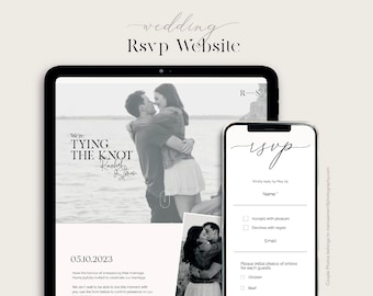 Modern Wedding RSVP Website Template, Minimalist Wedding Website invitation, Online wedding RSVP, Stylish Wedding mobile website invite