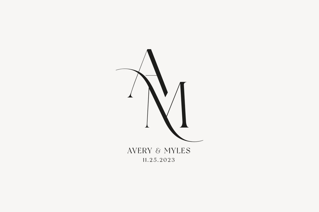 Modern Wedding Monogram, Chic Logo, Stylish Wedding Couple Logo ...
