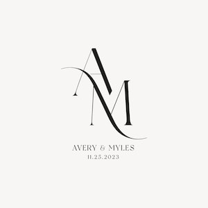 Modern wedding Monogram, Chic logo, Stylish Wedding Couple Logo, Minimalist Wedding Monogram, Initials Logo, Customizable wedding monogram