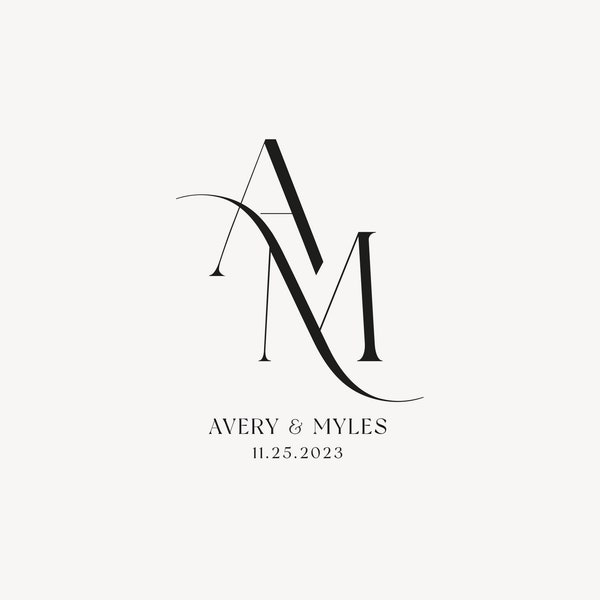 Modern wedding Monogram, Chic logo, Stylish Wedding Couple Logo, Minimalist Wedding Monogram, Initials Logo, Customizable wedding monogram