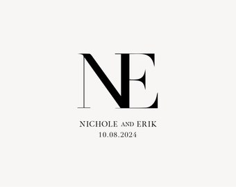 Modern bold wedding Monogram, Premade Logo Design, Wedding Couple Logo, Minimalist Wedding Monogram, Initial Logo, Custom wedding logo #19