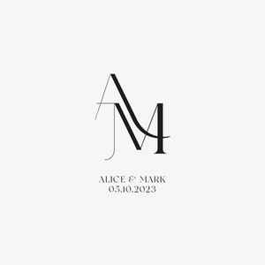 Modern wedding Monogram, Premade Logo Design, Wedding Couple Logo, Minimalist Wedding Monogram, Initial Logo, Customizable wedding monogram