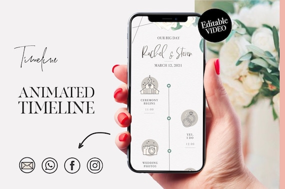 TIMELINE - Greenery Customizable Wedding Timeline, Greenery Electronic Itinerary, Wedding Whatsapp Timeline, Wedding Timeline Template