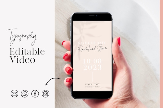 Typography Wedding Save the Date Video, Electronic Save the Date, Animated Save the Date, Minimal Save the Date, Modern Animated Invitations
