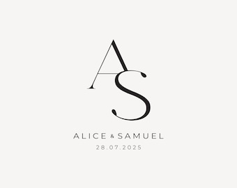 Modern wedding Monogram, Chic logo, Sans Serif Couple Logo, Minimalist Wedding Monogram, Initials Logo, Customizable wedding monogram #14