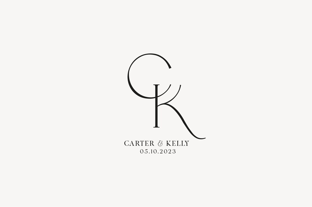 Modern Wedding Monogram, Chic Logo, Stylish Wedding Couple Logo ...