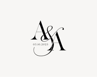 Modern wedding Monogram, Premade Logo Design, Wedding Couple Logo, Minimalist Wedding Monogram, Initial Logo, Customizable wedding monogram