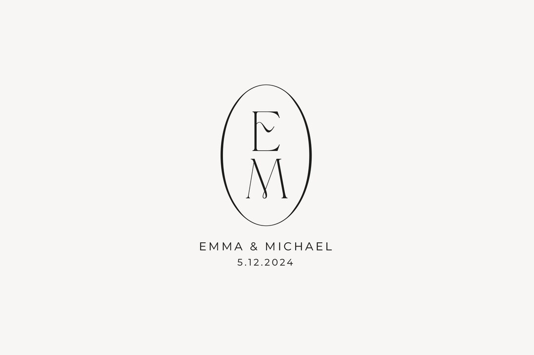Modern Wedding Monogram, Chic Logo, Stylish Wedding Couple Logo ...