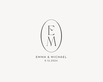 Modern wedding Monogram, Chic logo, Stylish Wedding Couple Logo, Minimalist Wedding Monogram, Initials Logo, Customizable wedding monogram