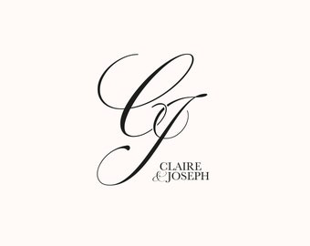 Modern wedding Monogram, Premade Logo Design, Wedding Couple Logo, Calligraphy Wedding Monogram, Initial Logo, Customizable wedding monogram