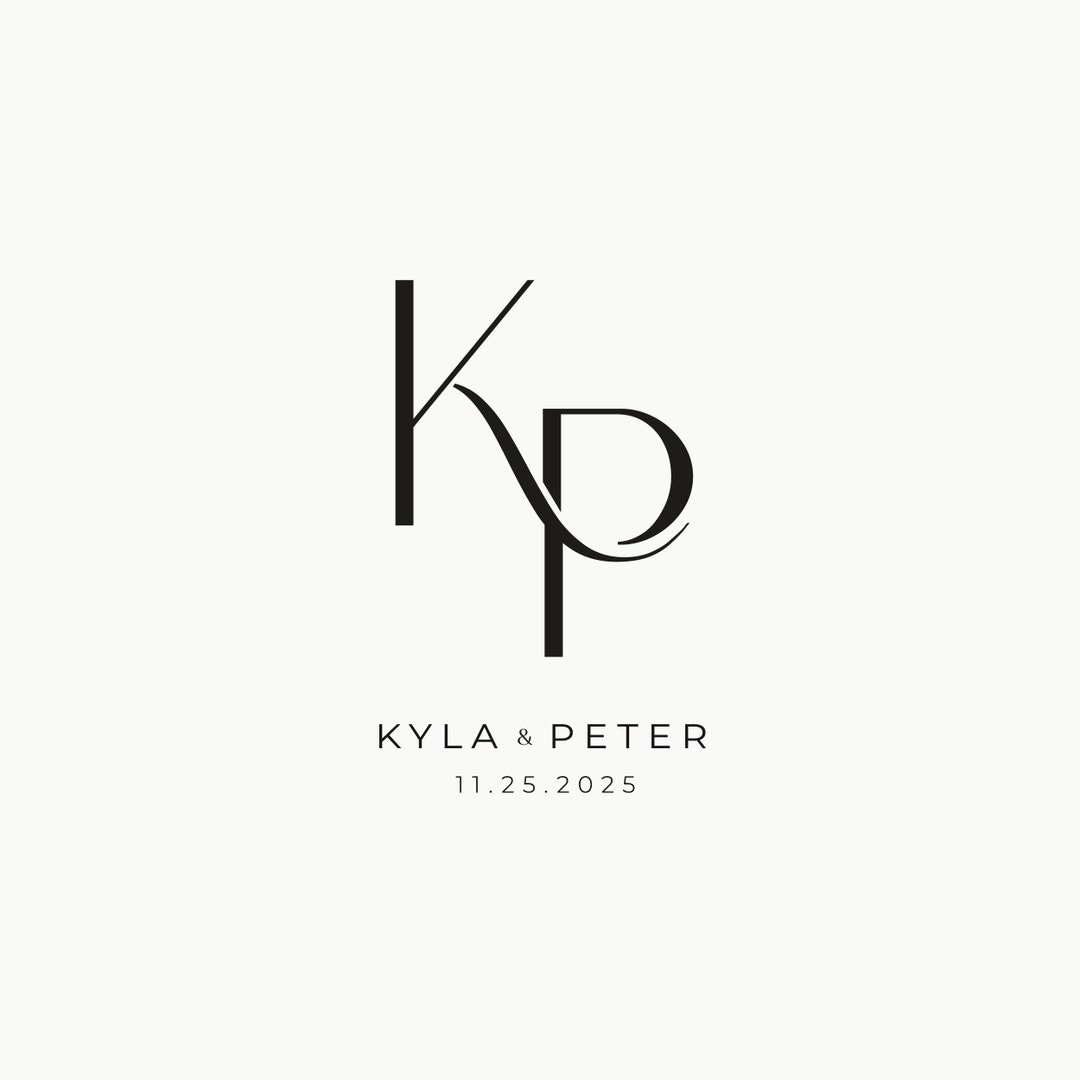 Modern Wedding Monogram, Chic Logo, Sans Serif Couple Logo, Minimalist ...