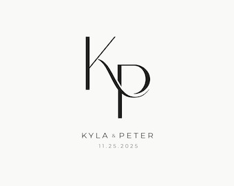 May include: A wedding monogram with the initials "KP" in a stylized font. The text "KYLA & PETER" and the date "11.25.2025" are below the monogram.