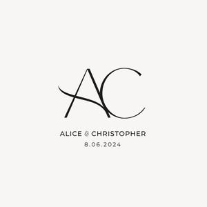Modern wedding Monogram, Simple logo, Stylish Wedding Couple Logo, Minimalist Wedding Monogram, Initials Logo, Customizable wedding monogram