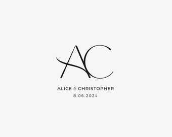 Modern wedding Monogram, Simple logo, Stylish Wedding Couple Logo, Minimalist Wedding Monogram, Initials Logo, Customizable wedding logo #11