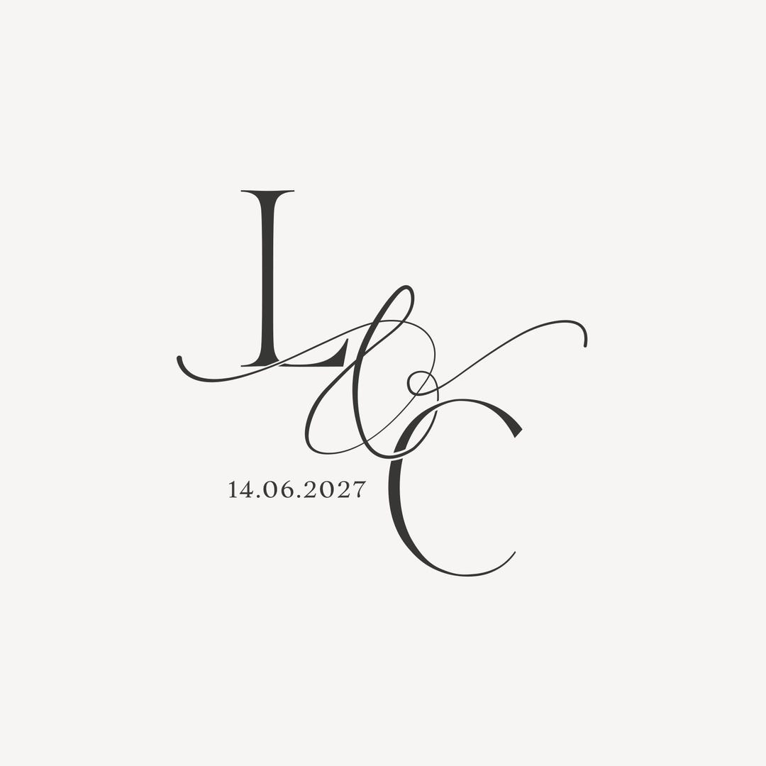 Modern Wedding Monogram, Custom Initial Logo, Minimalist Wedding Logo ...