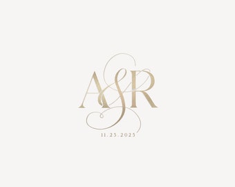 May include: A wedding monogram with the letters A and R intertwined with a stylized ampersand. The date 11.25.2025 is below the monogram.