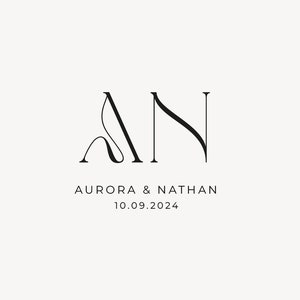Modern wedding Monogram, Chic logo, Stylish Wedding Couple Logo, Minimalist Wedding Monogram, Initials Logo, Customizable wedding monogram