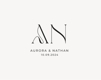 Modern wedding Monogram, Chic logo, Stylish Wedding Couple Logo, Minimalist Wedding Monogram, Initials Logo, Customizable wedding monogram