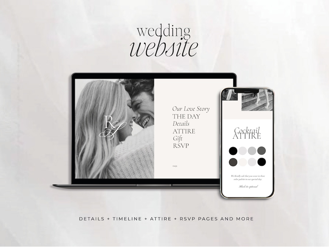 Modern Minimalist Wedding Website Template, Simple Wedding Website ...