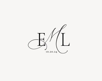Modern Wedding Monogram, Chic Logo, Stylish Wedding Couple Logo ...