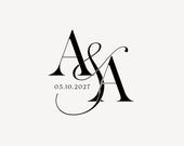 Modern Wedding Monogram, Custom Wedding Logo Design, Monogram Crest, Premade Elegant Logo, Couple Initials Logo, Minimalist Wedding Brand #1