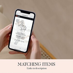 May include: A mobile phone screen displaying a save the date card with a photo of a couple and the text "Save the Date" for the wedding of Rachel & Steven on 10.05.23. The text "from laughter to forever" is also included.