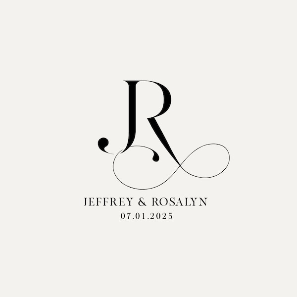 Modern wedding Monogram, Premade Logo Design, Wedding Couple Logo, Minimalist Wedding Monogram, Initial Logo, Customizable wedding monogram