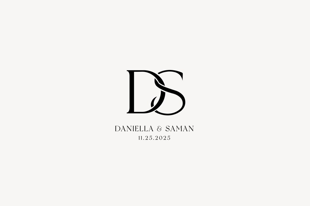 Modern Wedding Monogram, Chic Logo, Stylish Wedding Couple Logo ...
