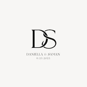 Modern wedding Monogram, Chic logo, Stylish Wedding Couple Logo, Minimalist Wedding Monogram, Initials Logo, Customizable wedding monogram