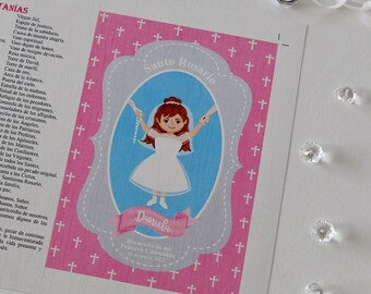 Rosary booklet Souvenir for First Communion. 4 pages Souvenir for communion, printable, pdf file. Spanish or English version.