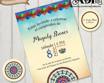 Costa Rican Invitation. The Costa Rican cart. Dreams of Tiquicia. Tico design. Pura Vida. Costa rican oxcart invitation.