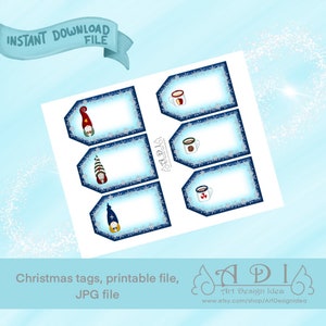 Christmas TAG, Gnomes, printable file, jpg file, instant download