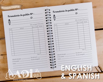 Order form English and Spanish PDF purchase order, printable sales order form for entrepreneurs. Order Template. Sales form Instant download