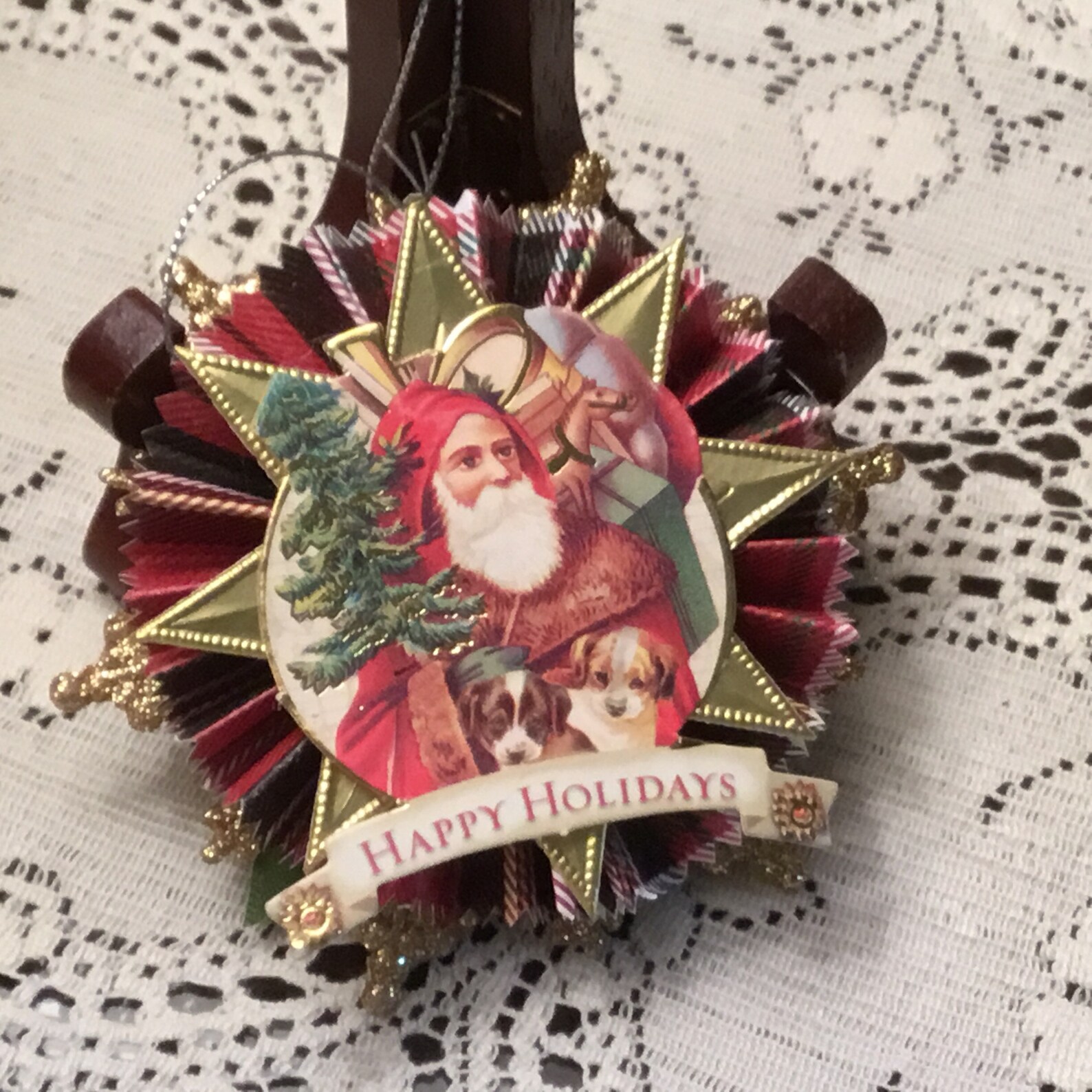 Vintage Style Dresden Ornament with Santa Etsy
