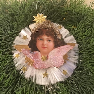 Handcrafted Victorian Dresden Style Christmas Ornament