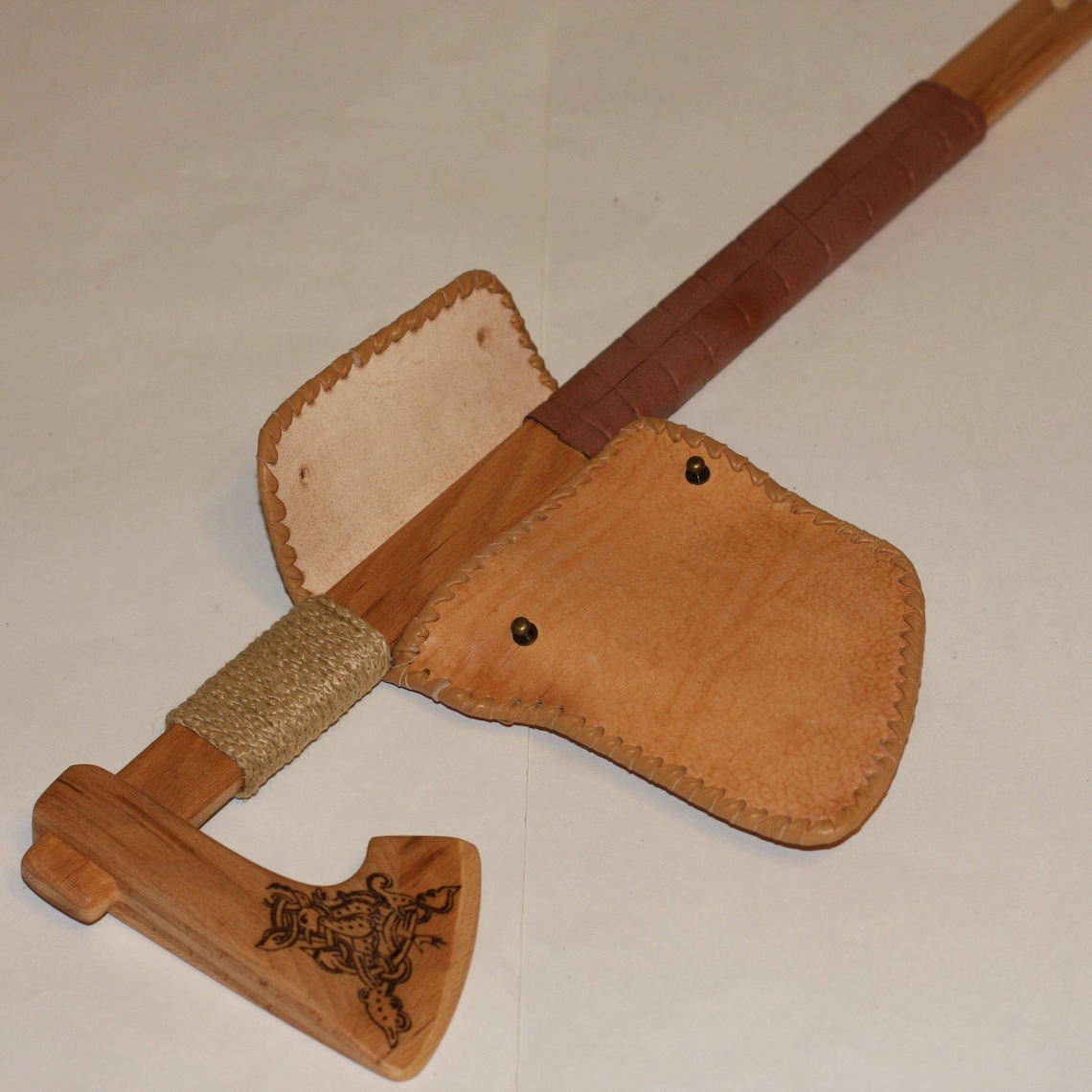 Toy wooden axe with leather sheath Etsy
