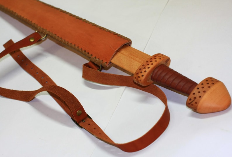 Toy wooden sword with leather sheath Etsy